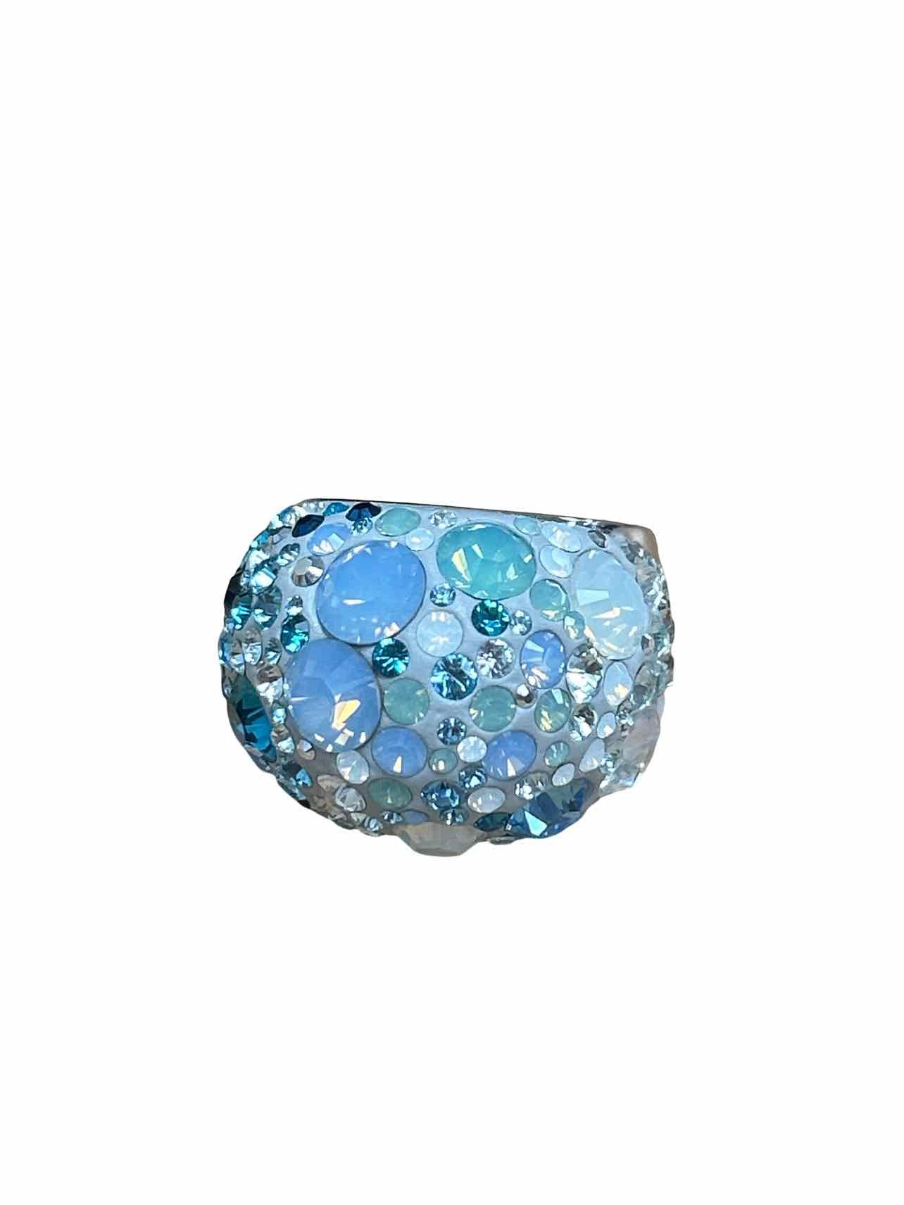 SWAROVSKI CHIC BLUE CRYSTAL DOME RING SIZE: 8