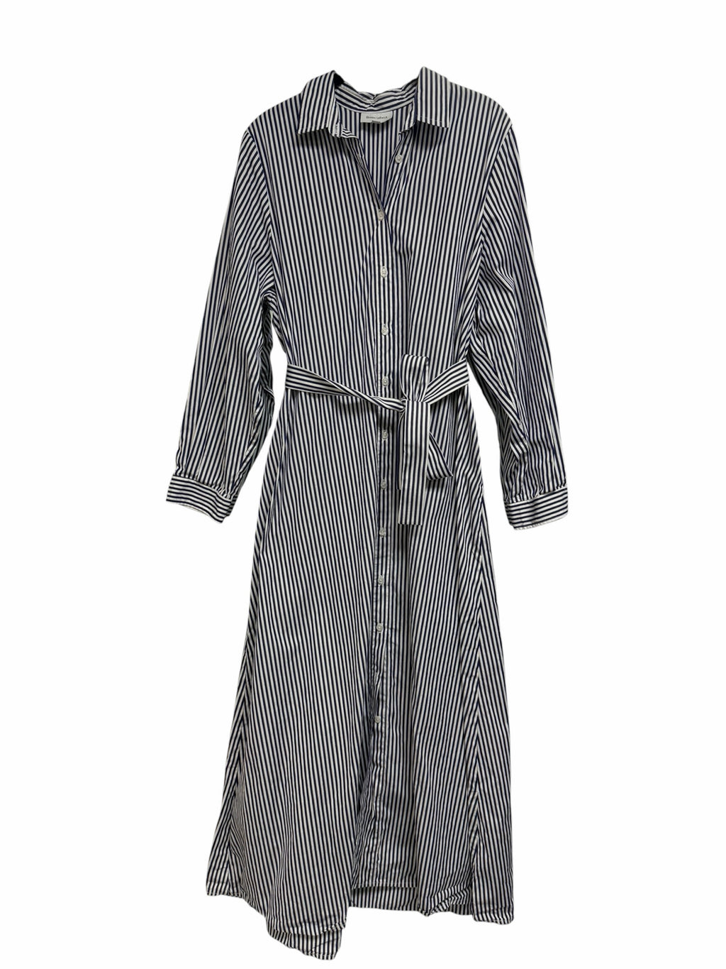 ELEANOR LEFTWICH STRIPE FRENCH COTTON MAXI SHIRT DRESS SIZE LARGE