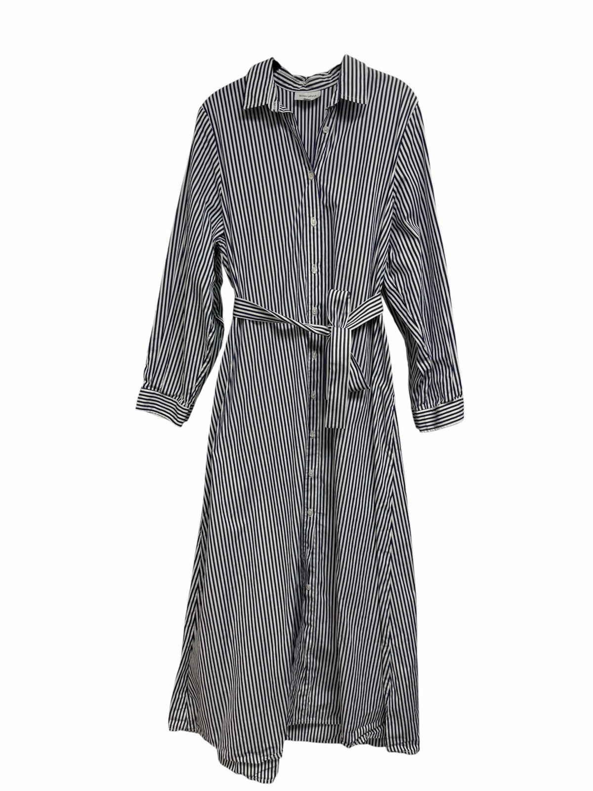ELEANOR LEFTWICH STRIPE FRENCH COTTON MAXI SHIRT DRESS SIZE LARGE