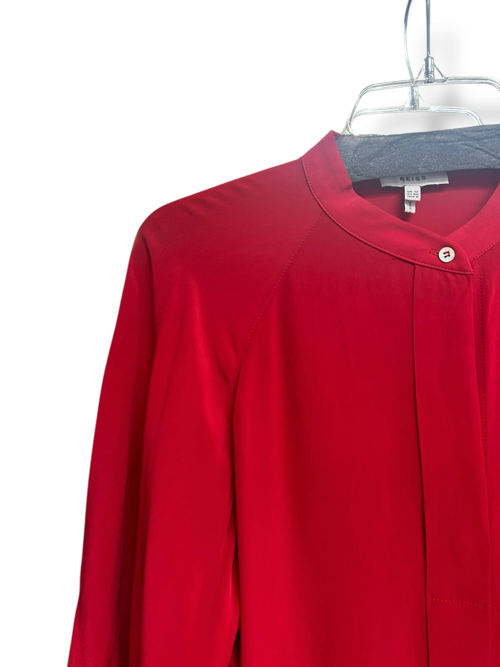 REISS HARRIS HIDDEN PLACKET RED LIGHTWEIGHT BLOUSE SIZE 8