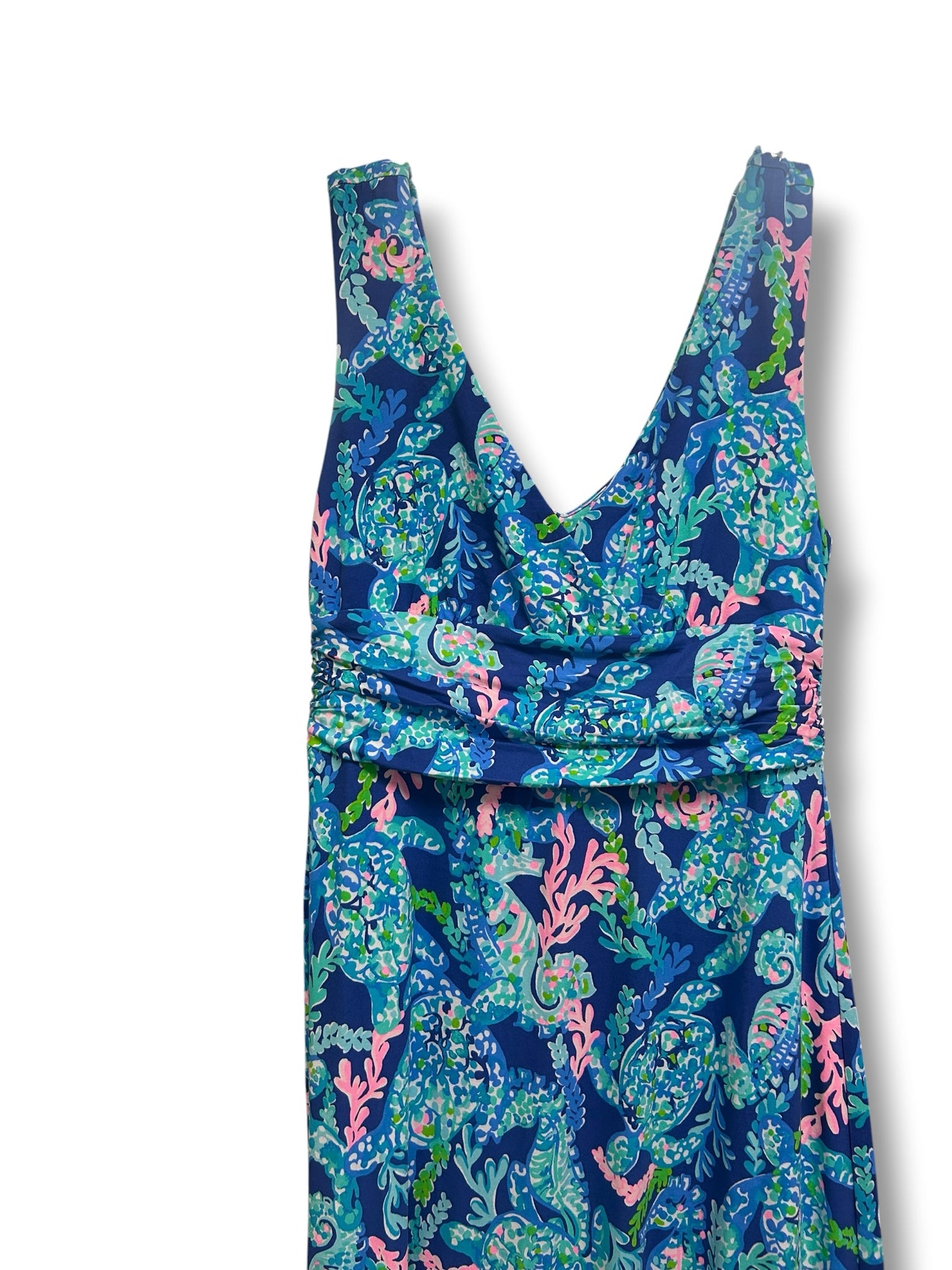 NWT LILLY PULITZER SLOANE TURTLE VILLA BLUE PRINT SLEEVELESS MAXI SIZE 4