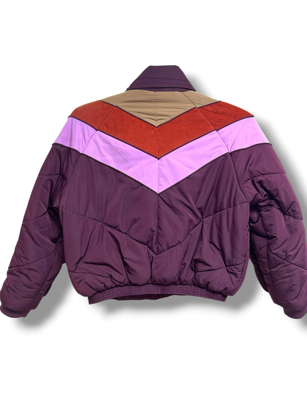 FREE PEOPLE HEIDI SKI PUFFER RETRO COLORBLOCK PURPLE COAT SIZE XS