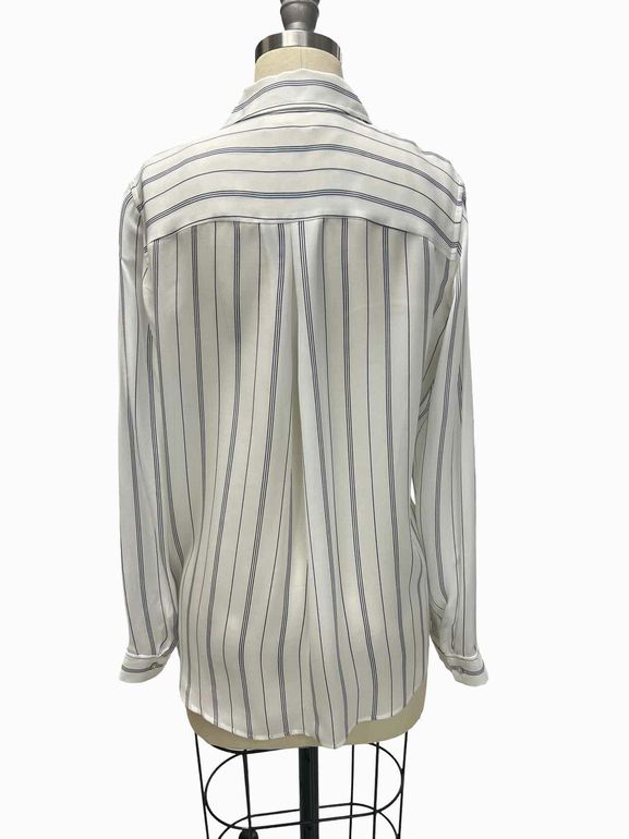 L'AGENCE  NINA STRIPED SILK BLOUSE SIZE: M