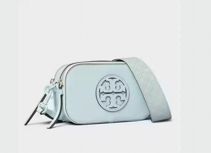 TORY BURCH MINI MILLER MONOCHROMATIC SMOOTH LEATHER CROSSBODY ICE BLUE