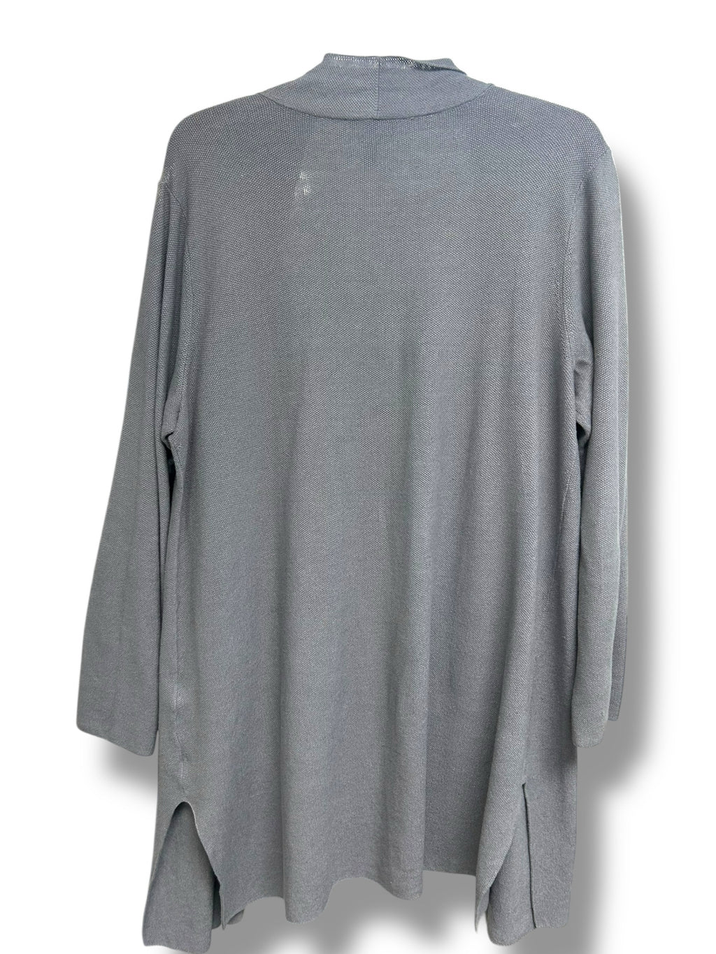 EILEEN FISHER GRAY COTTON LINEN OPEN FRONT KNIT CARDIGAN SIZE XL
