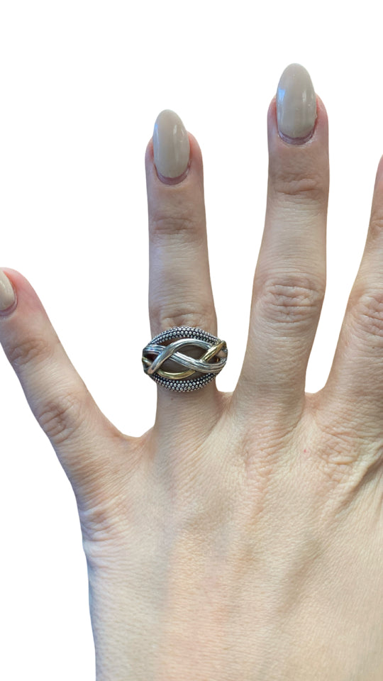 LAGOS STERLING SILVER 18K 925 CAVIAR LACED RING SIZE 7.5