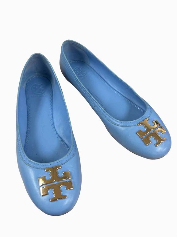 TORY BURCH CLAIRE LEATHER BALLET FLATS SIZE: 7.5