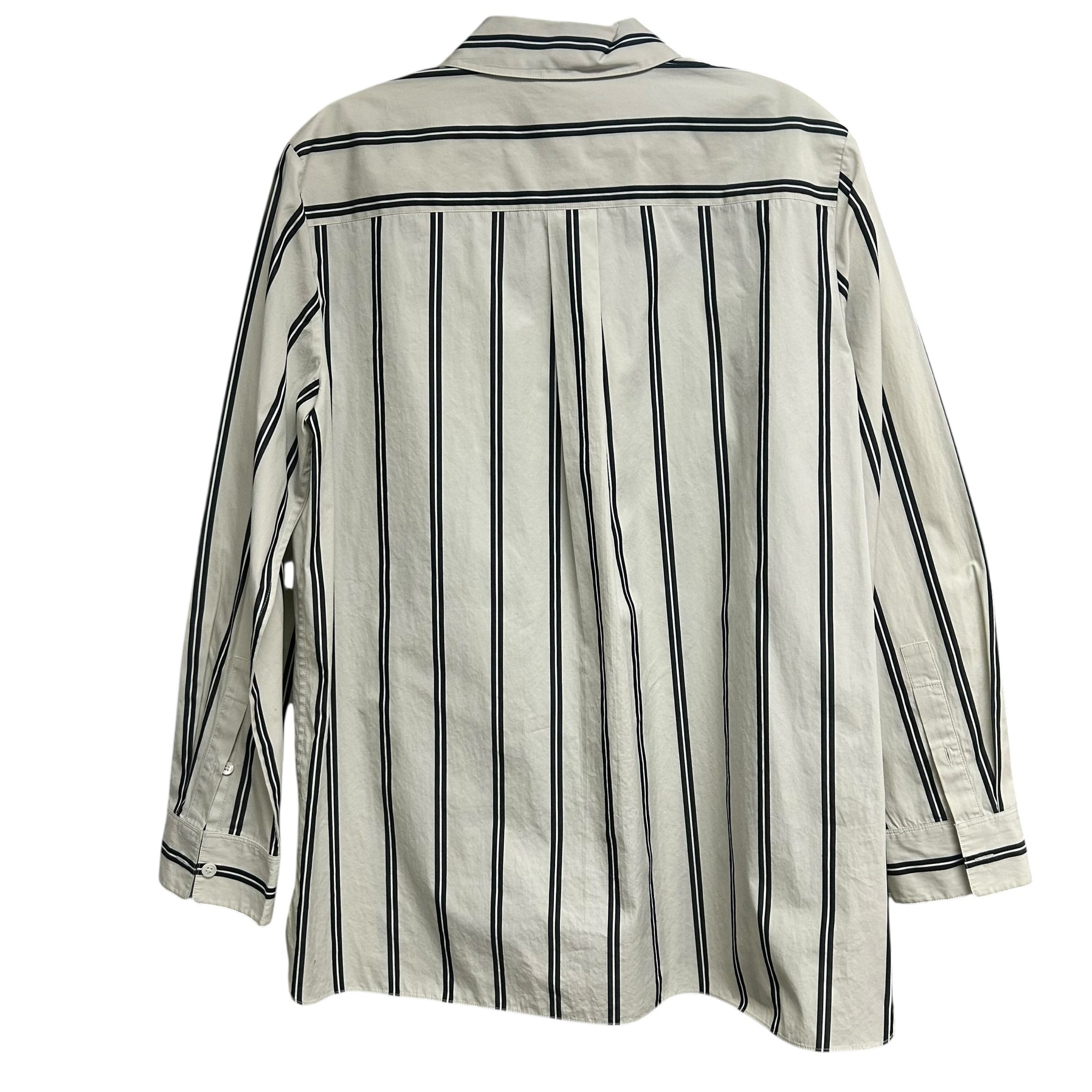 THEORY MENSWEAR BUTTON DOWN VENTURA STRIPE BLOUSE SIZE MEDIUM