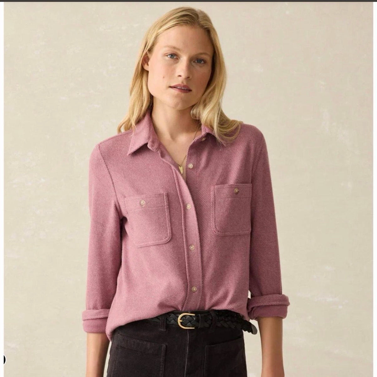 NWT WOMEN'S FAHERTY LEGEND MAUVE PINK SWEATER BUTTON DOWN SHIRT SIZE XXL