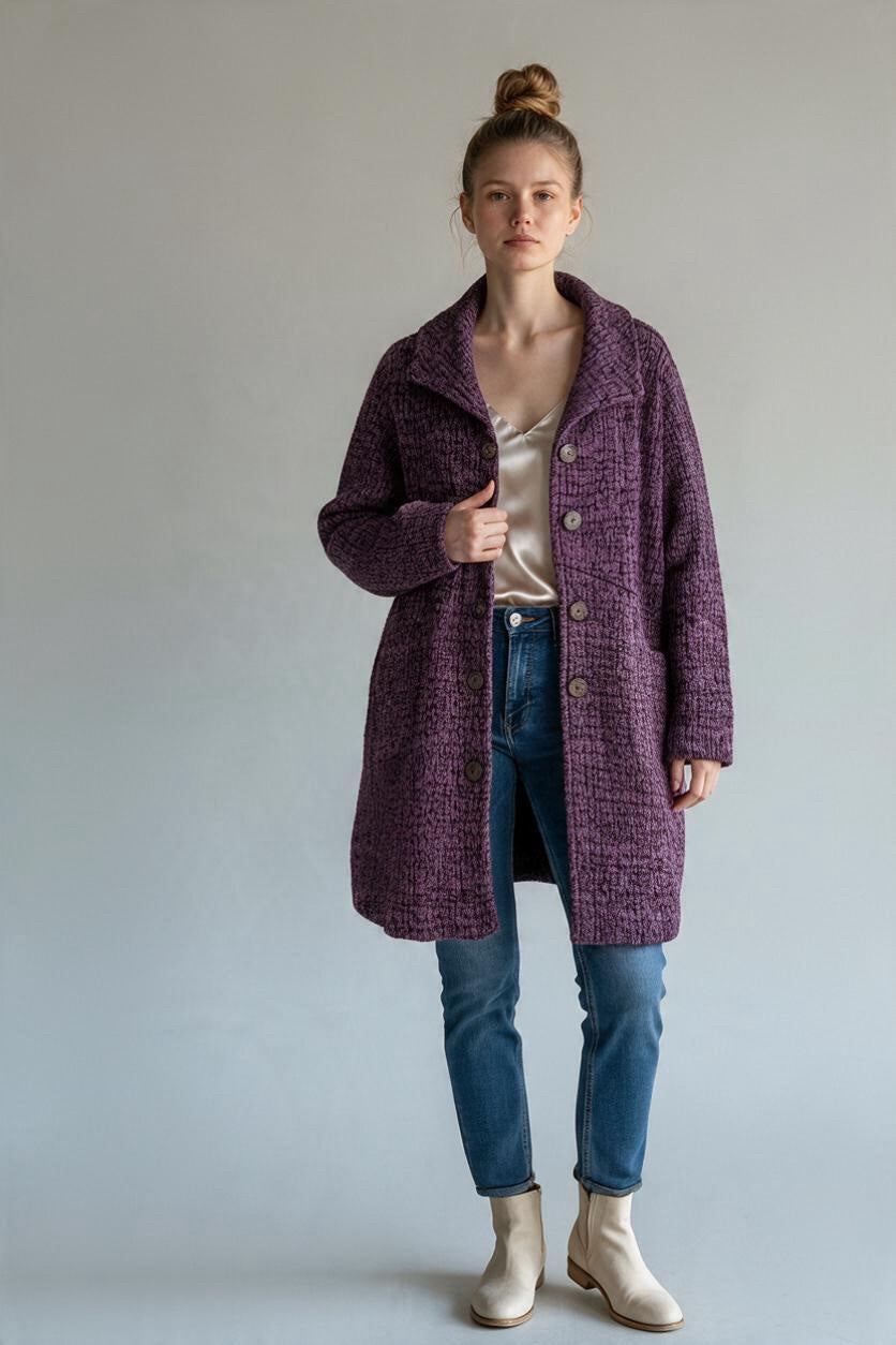 CMC COLOR ME COTTON STRETCH KNIT PLUM TOPPER JACKET SIZE MEDIUM