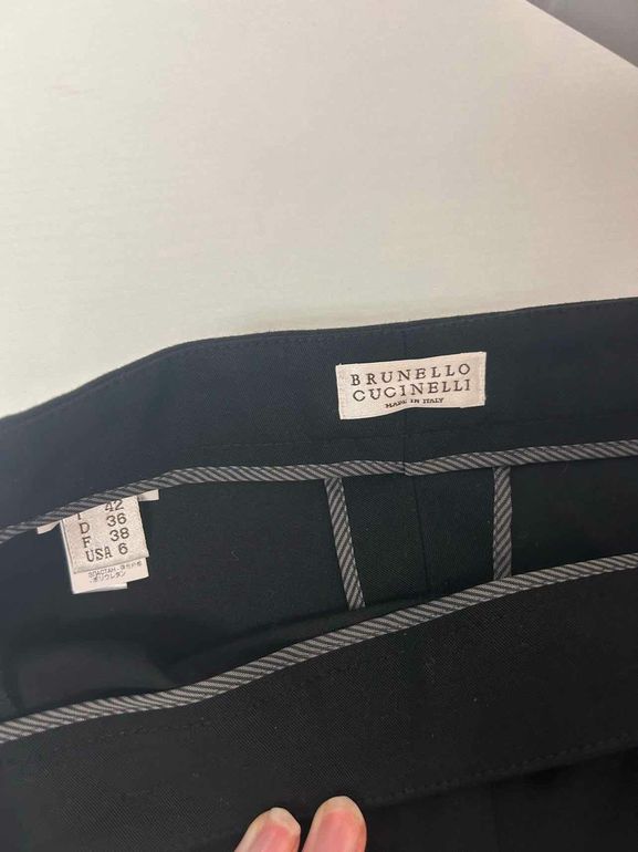 BRUNELLO CUCINELLI BLACK STRETCH COTTON BLEND PULL ON PANT SIZE: 6