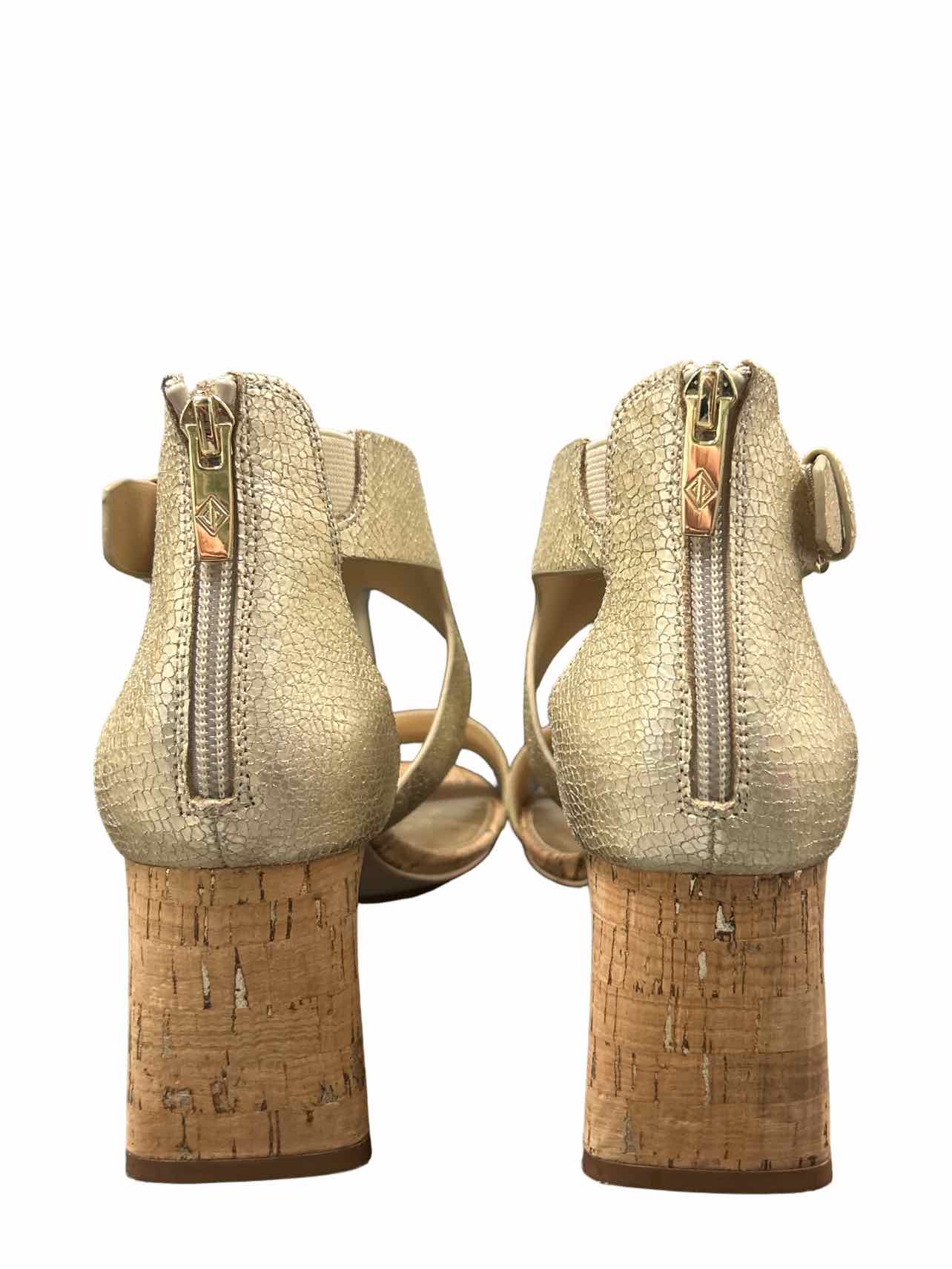 DONALD PLINER HELEN STRAP OPEN TOE BLOCK CORK HEEL SIZE: 10