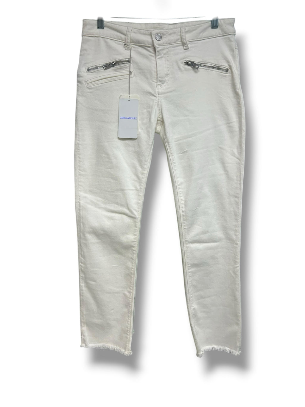 NWT ZADIG & VOLTAIRE AVA SLIM CUT WHITE ZIPPER JEANS SIZE 27