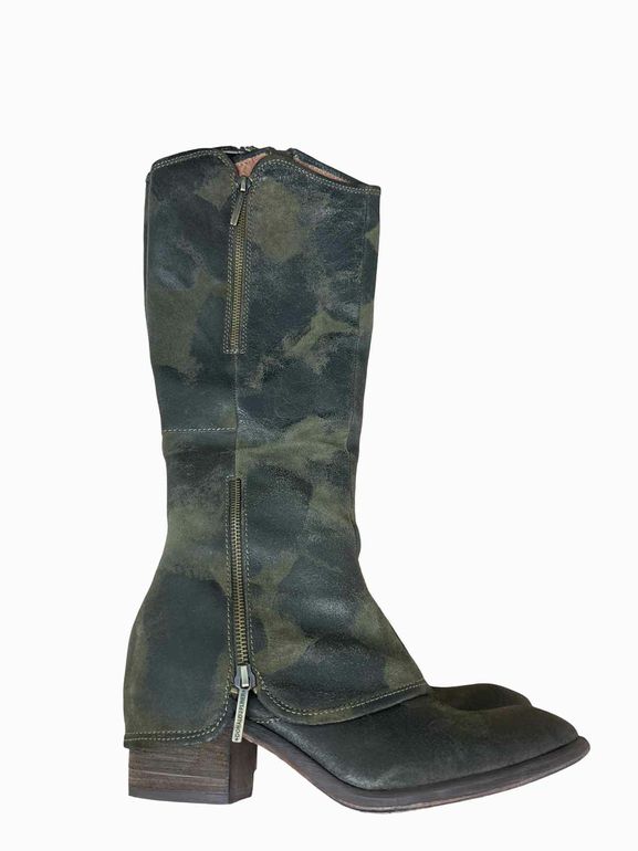 DONALD PLINERW/BOX OLIVE VINTAGE SUEDE TALL BOOTS SIZE: 8.5