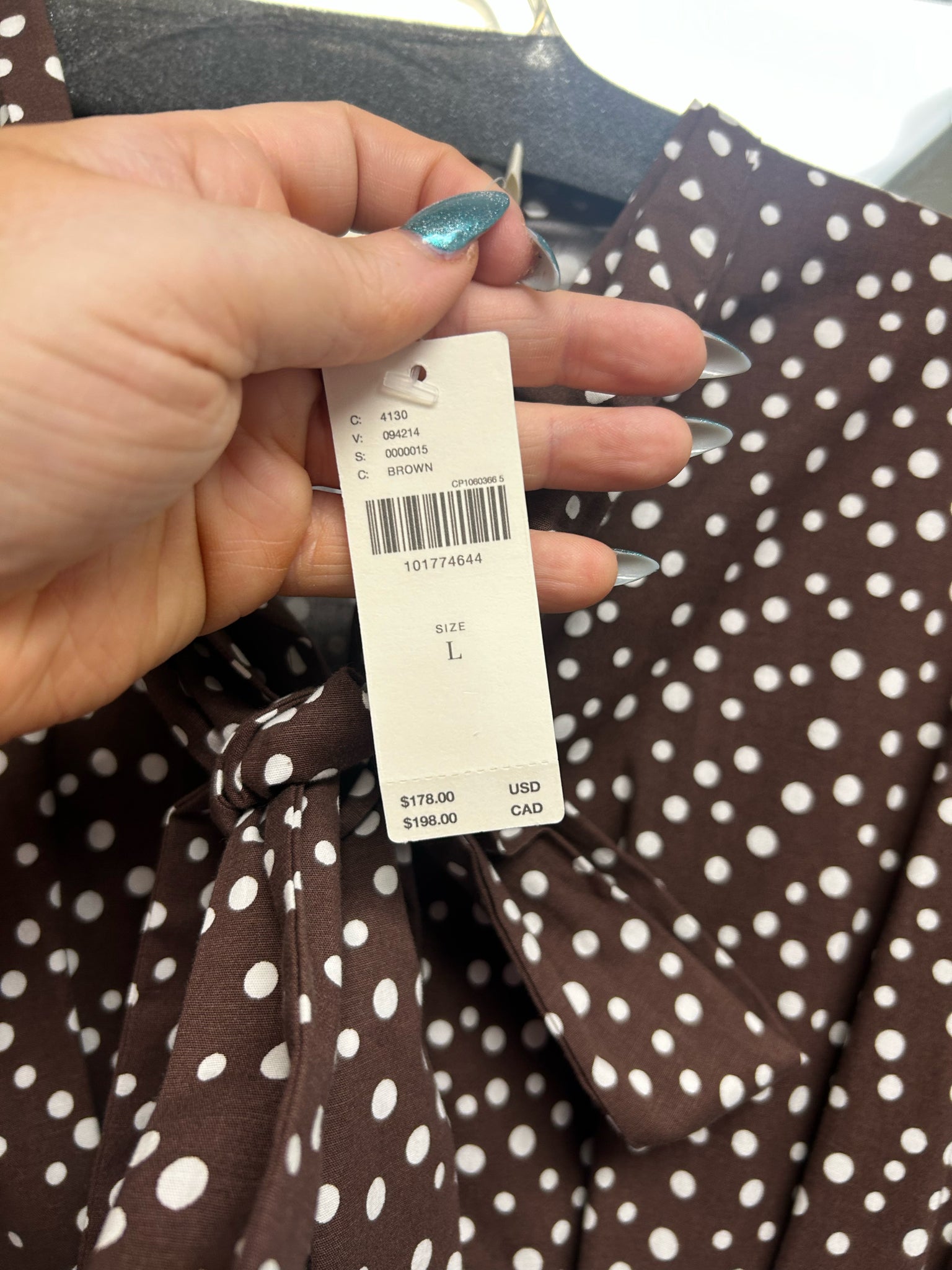 NWT ANTHROPOLOGIE EXQUISE THE TOBIE SHIRT DRESS BROWN POLKA DOT SIZE LARGE