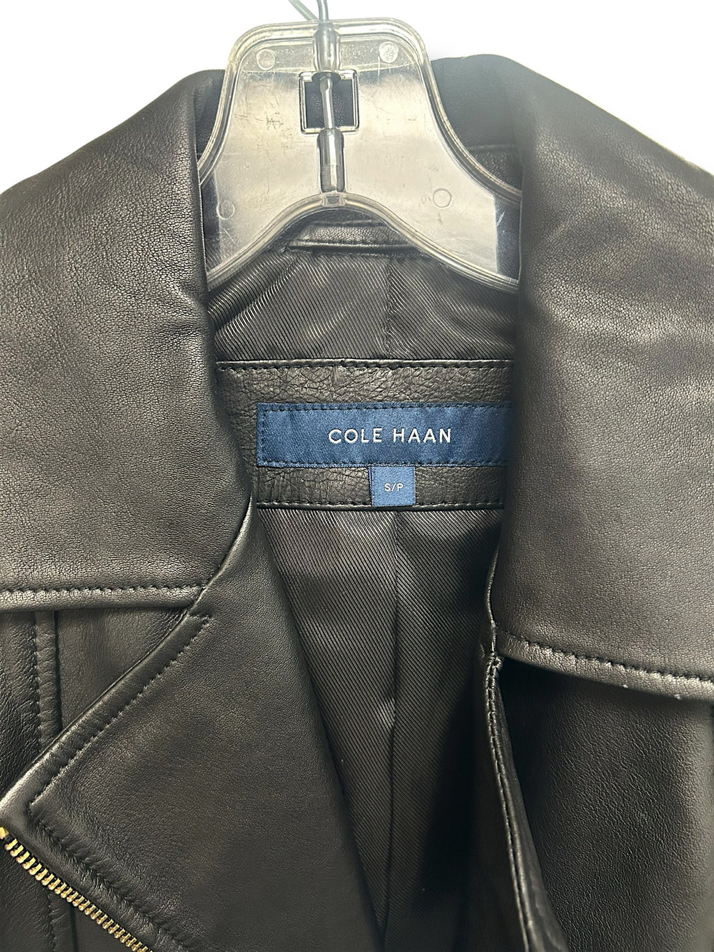 COLE HAAN WOMEN'S LAMB LEATHER BLACK MOTO ZIP UP JACKET SIZE SMALL
