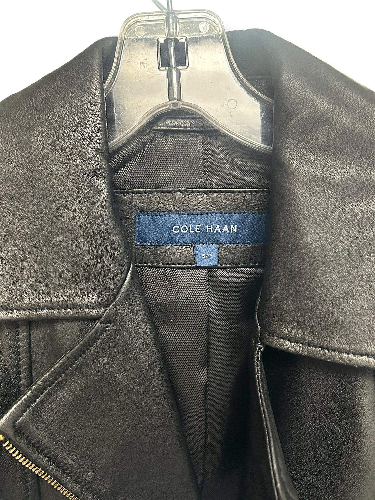 COLE HAAN WOMEN'S LAMB LEATHER BLACK MOTO ZIP UP JACKET SIZE SMALL