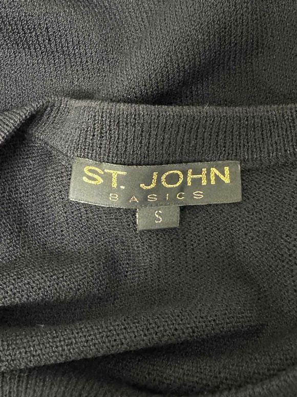 ST. JOHN SANTANA CREW NECK SHORT SLEEVE BLACK TOP SIZE S