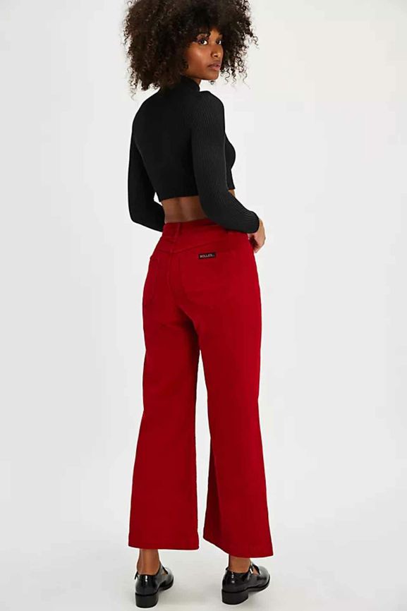 FREE PEOPLE ROLLA'S SAILOR JEAN IN BLOOD ORANGE SIZE: 28