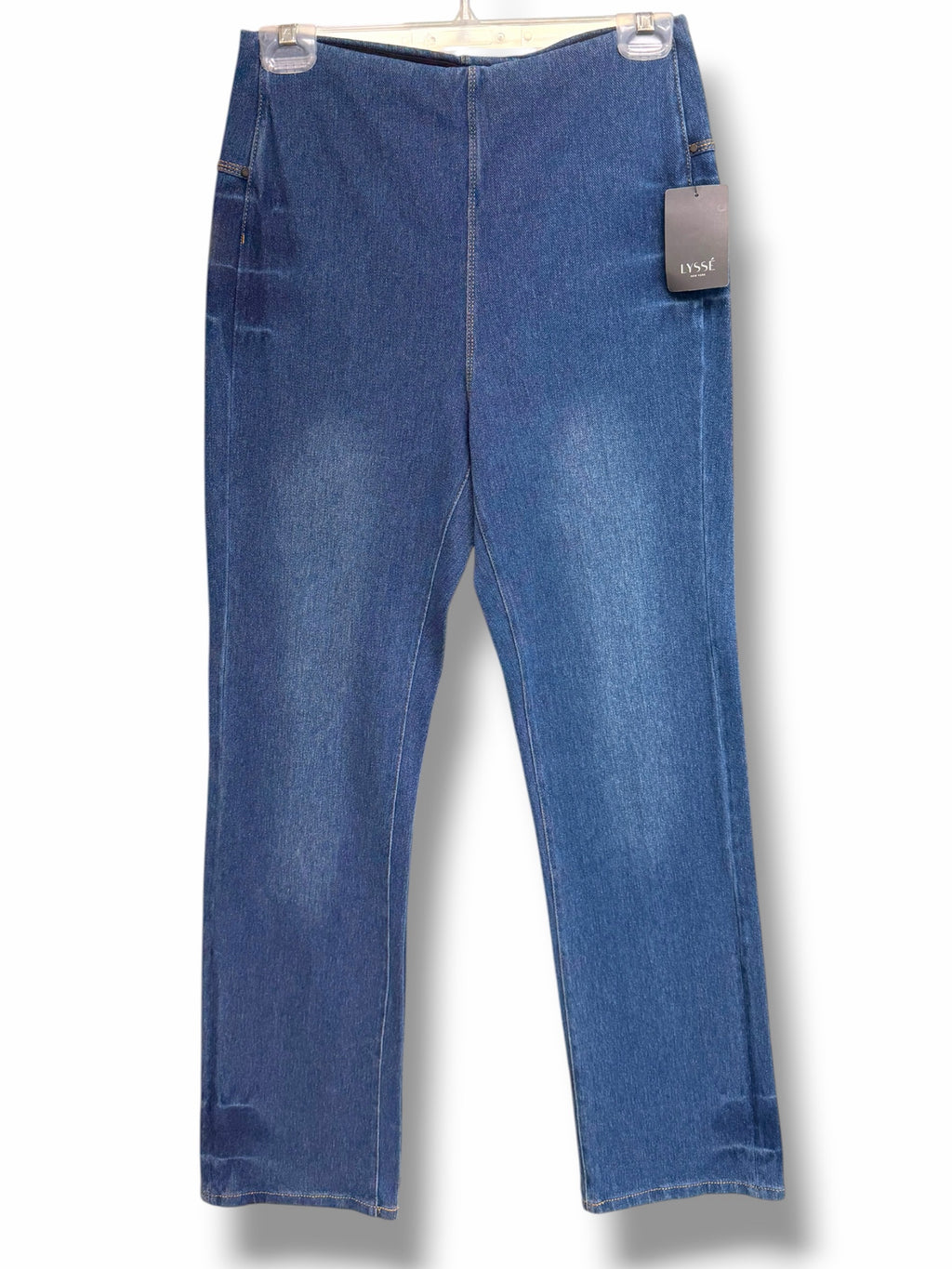 NWT LYSSE STRETCH SMOOTHING MID WASH TROUSER JEANS SIZE MEDIUM