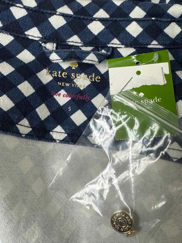 KATE SPADE NWT! BROOME STREET GINGHAM BLUE/WHITE DENIM JACKET SIZE S