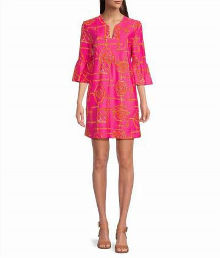 NWT JUDE CONNALLY KERRY BAMBOO LATTICE PINK SHEATH DRESS SIZE XXL
