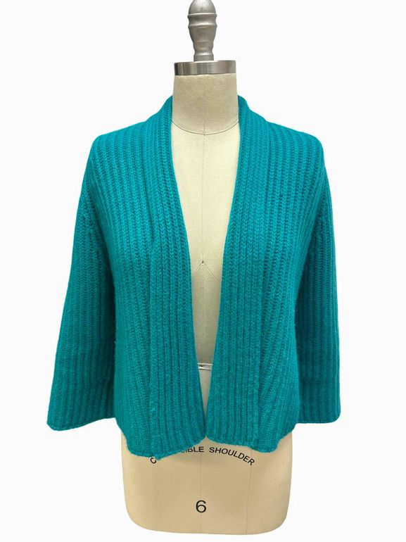 WORTH 100% CASHMERE OPEN RIBBED CARDIGAN SIZE: S