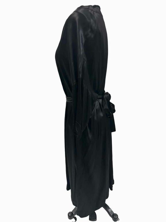 RAQUEL ALLEGRA SATIN BELTED SHIRT DRESS DROP SHOULDER SIDE SPLIT SIZE: 0