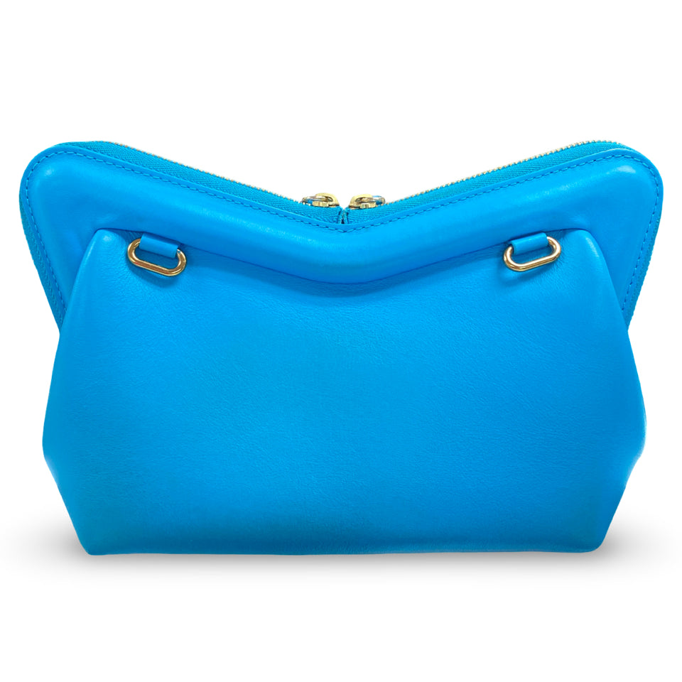 MANSUR GAVRIEL ABSTRACT M FRAME SHOULDER CROSSBODY BAG AQUA