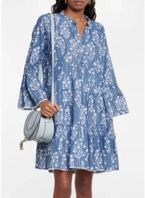 JULIET DUNN FLORAL BOHO SPLIT NECK TIERED DRESS SIZE: XL