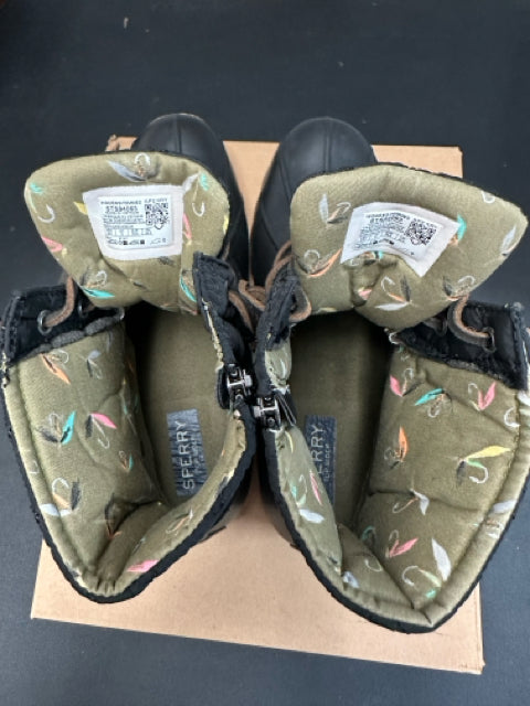 SPERRY NEW! SALTWATER QUILTED DUCK RAIN BOOT BLACK 8.5