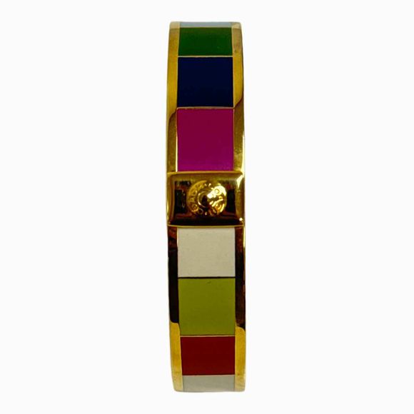 COACH LEGACY STRIPE GOLD TONE MULTI-COLOR BANGLE