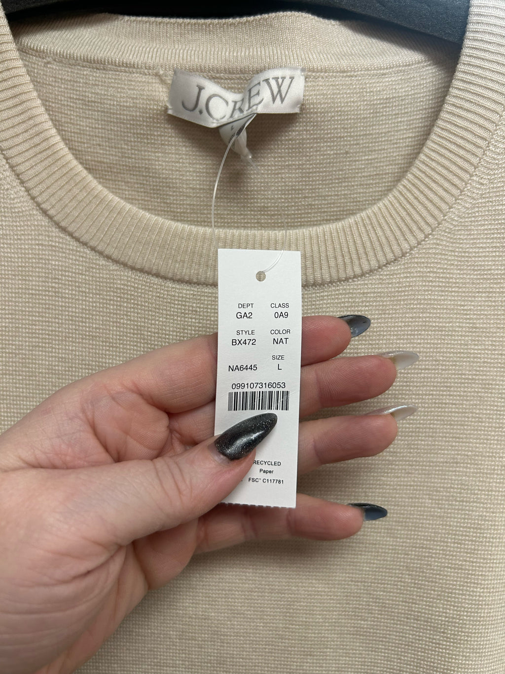 NWT J.CREW LYOCELL SHELL CREAM KNIT SWEATER VEST TANK SIZE LARGE