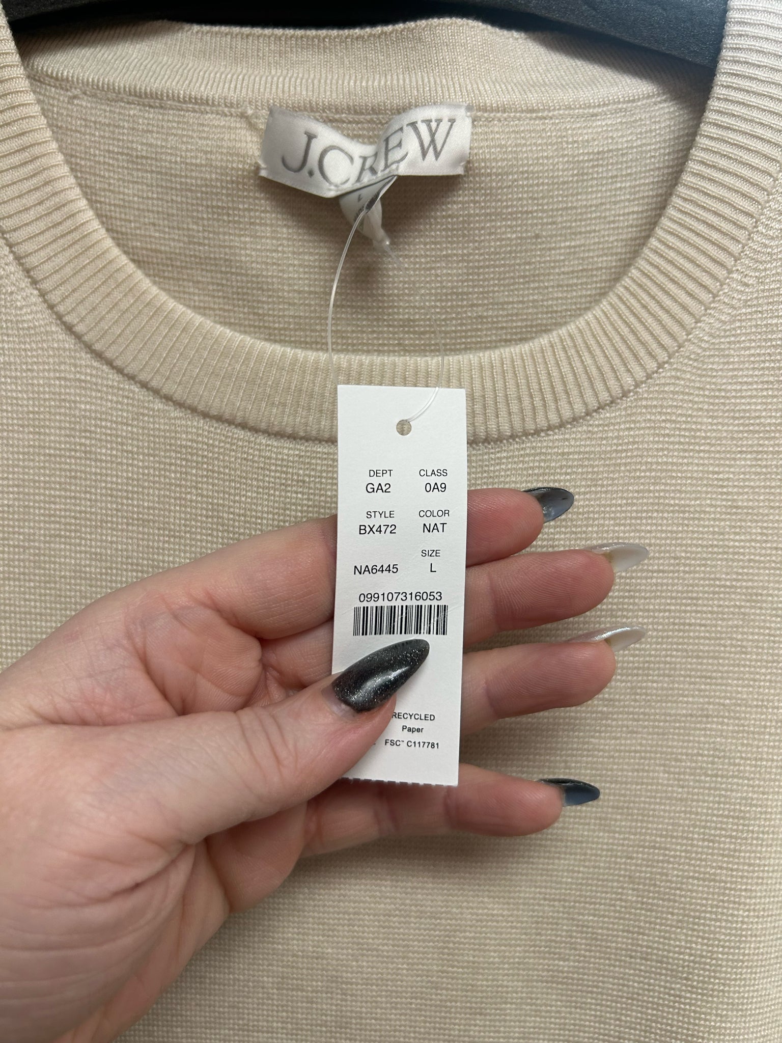 NWT J.CREW LYOCELL SHELL CREAM KNIT SWEATER VEST TANK SIZE LARGE