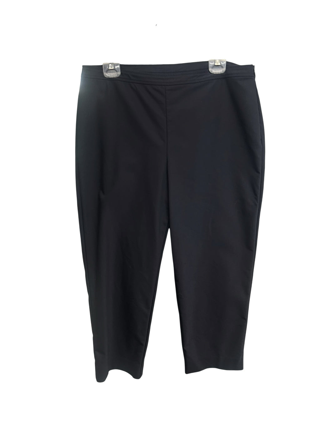 ST JOHN CAVIER BLACK MILANO SIDE ZIP ANKLE CROPPED PANTS SIZE 14