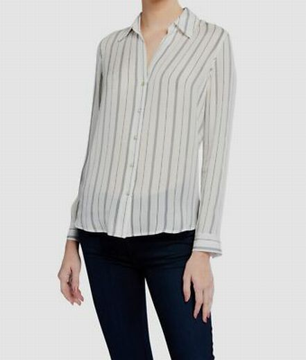 L'AGENCE  NINA STRIPED SILK BLOUSE SIZE: M