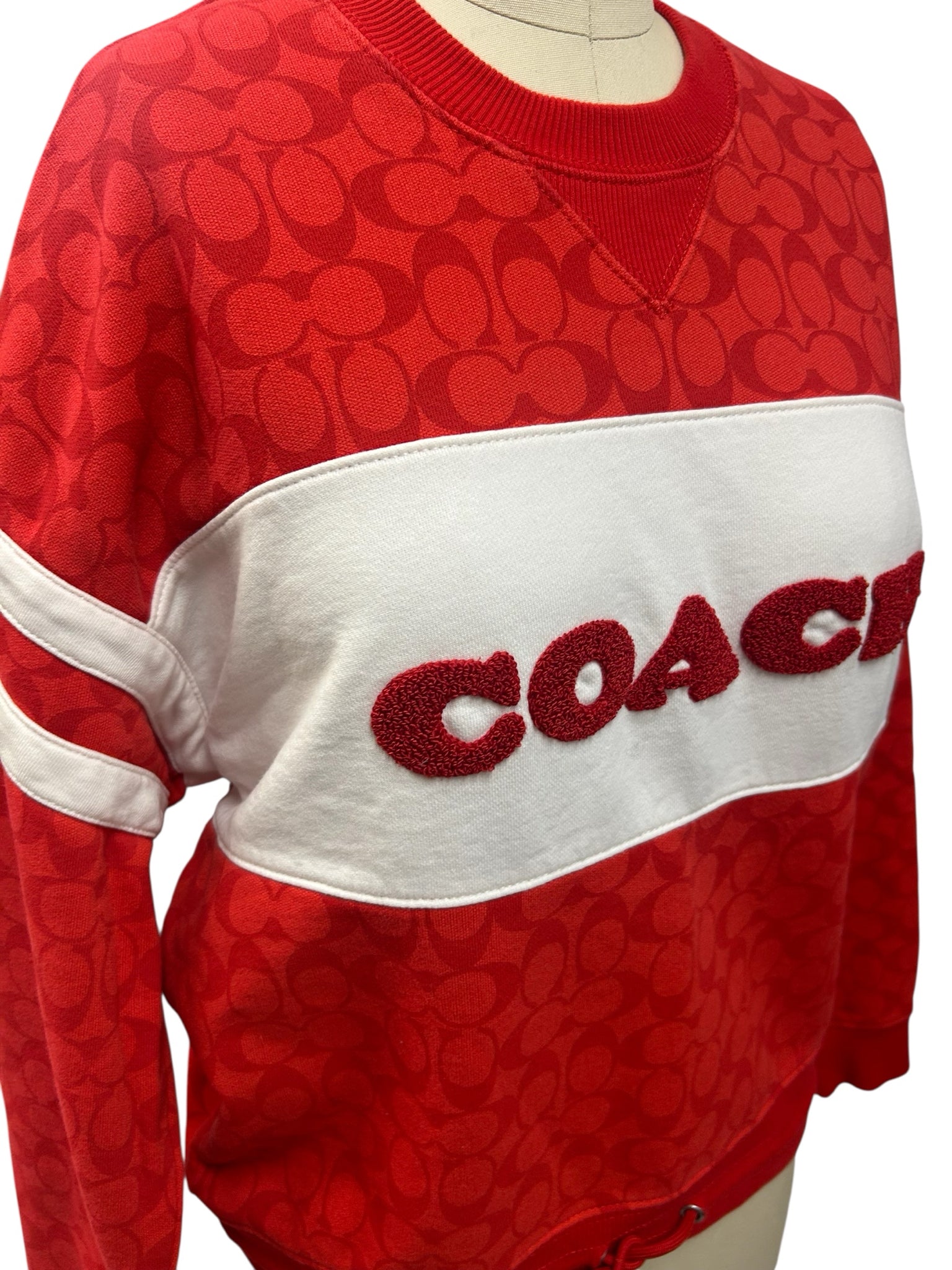 COACH SIGNATURE SPORTY SWEATSHIRT RED LOGO SIZE XS