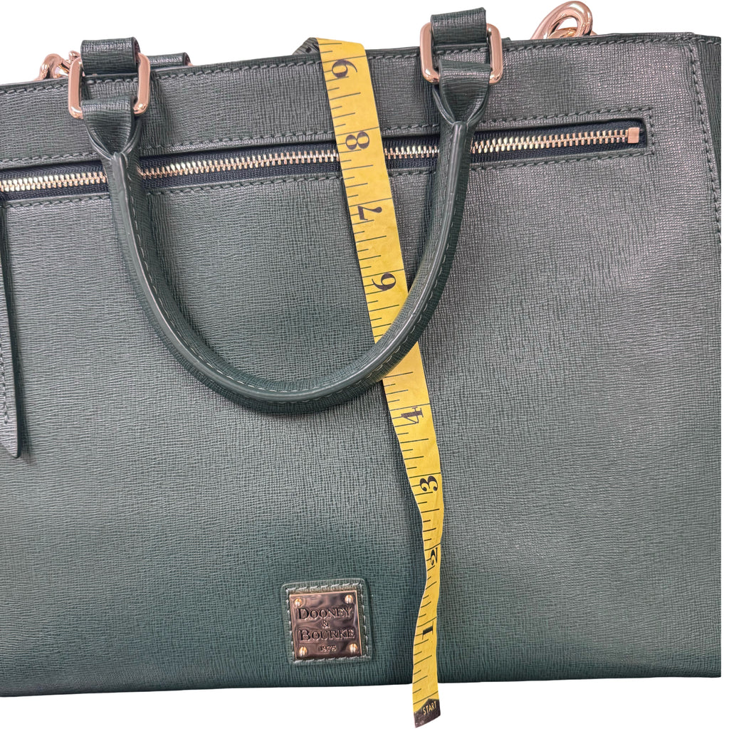 DOONEY & BOURKE SAFFIANO ZIP TOP SATCHEL FOREST GREEN