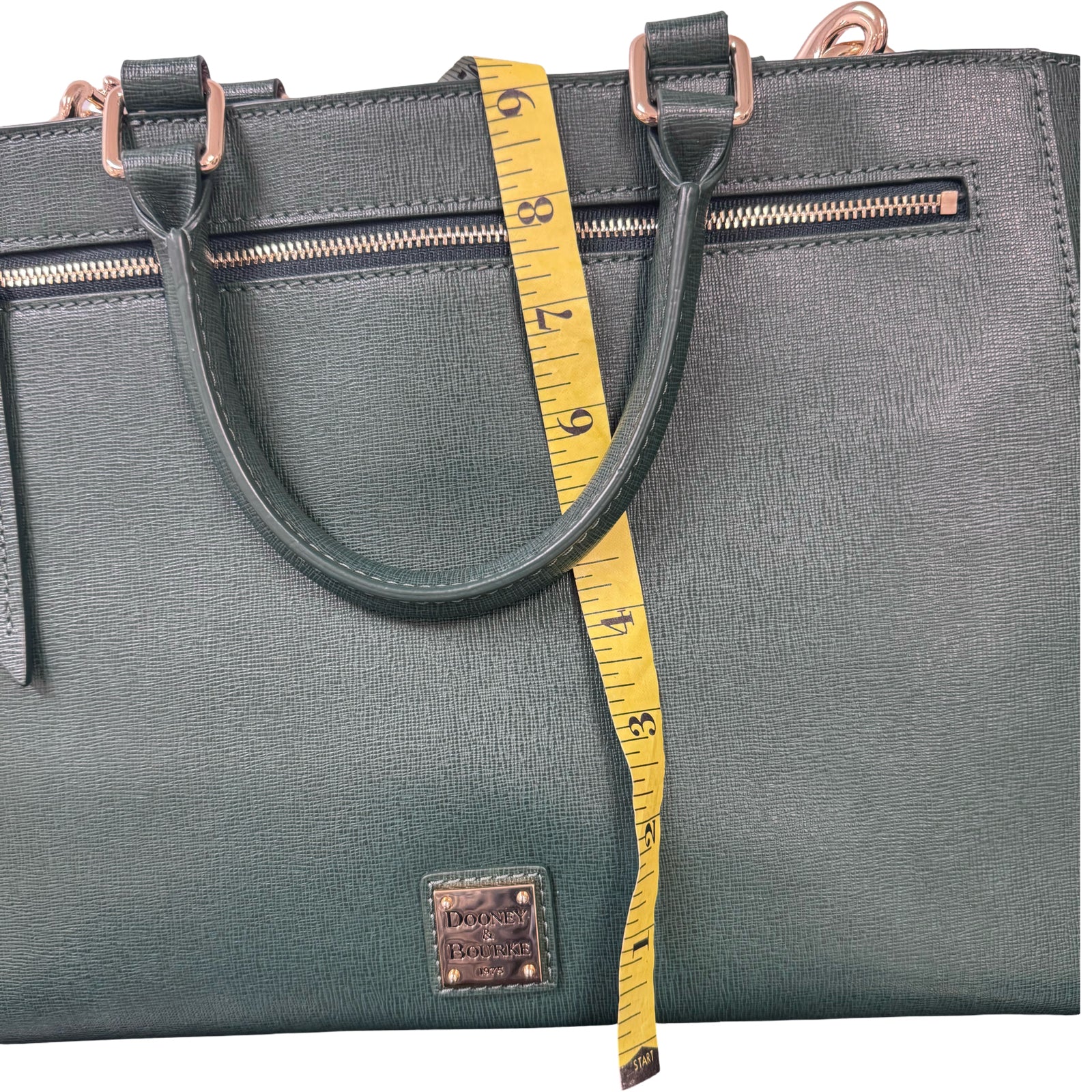 DOONEY & BOURKE SAFFIANO ZIP TOP SATCHEL FOREST GREEN