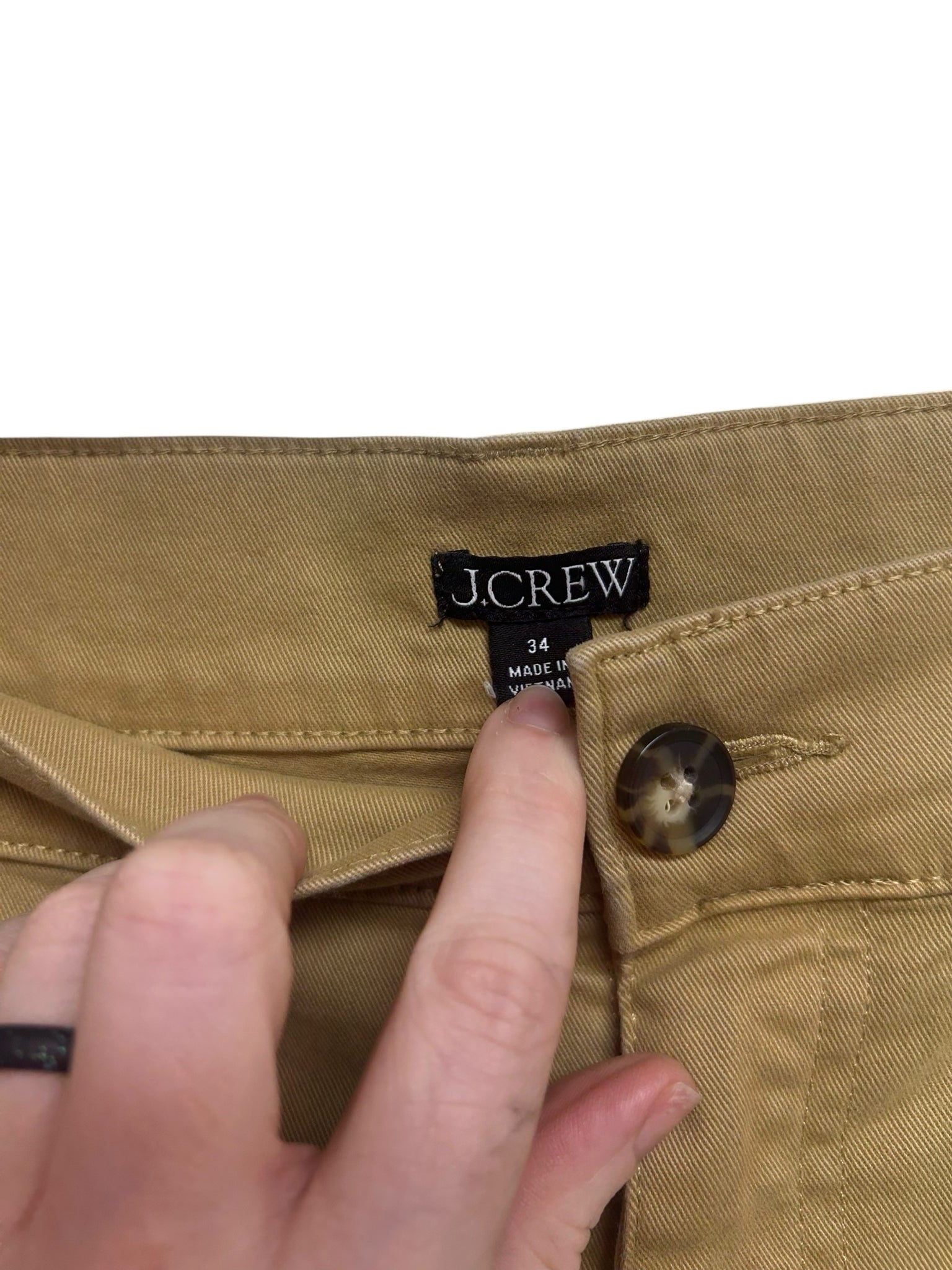 JCREW SAILOR SLIM WIDE LEG PATCH POCKET CROP KHAKI PANTS SIZE 34