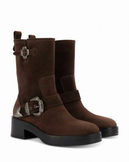 LARROUDE HARDY SUEDE MOTO BOOTS SIZE: 6