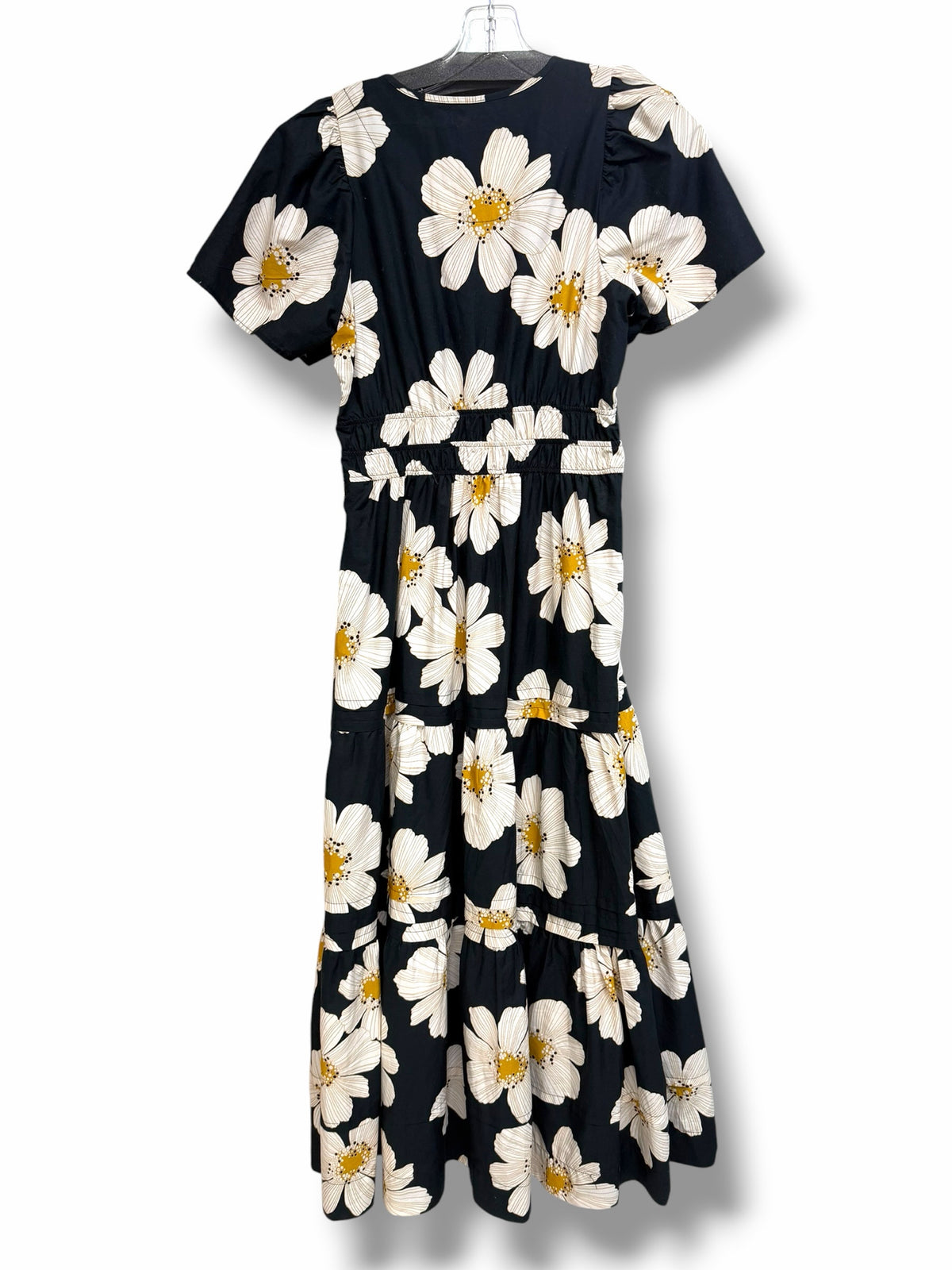 ANTHROPOLOGIE SOMERSET BLACK WHITE FLORAL TIERED MAXI DRESS SIZE SMALL