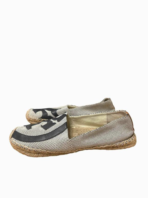 TORY BURCH CANVAS ESPADRILLE SLIP ON SHOES SIZE 8