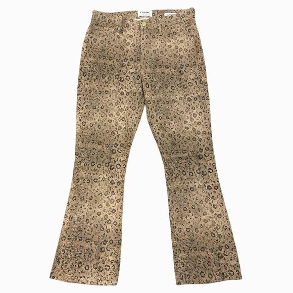 FRAME LE CROP MINI BOOT SNAKE PRINT TAN DENIM SIZE 28