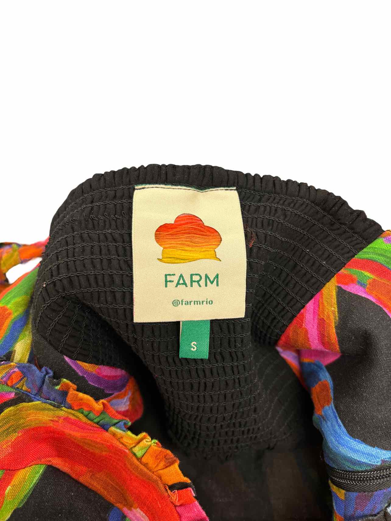ANTHROPOLOGIE FARM RIO RAINBOW BANANAS LINEN BLEND MINI DRESS SIZE: S