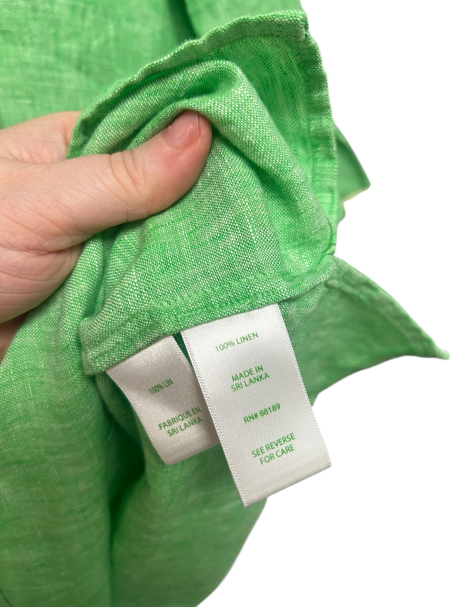 LILLY PULITZER GREEN LINEN PILAR TUNIC DRESS SIZE XL