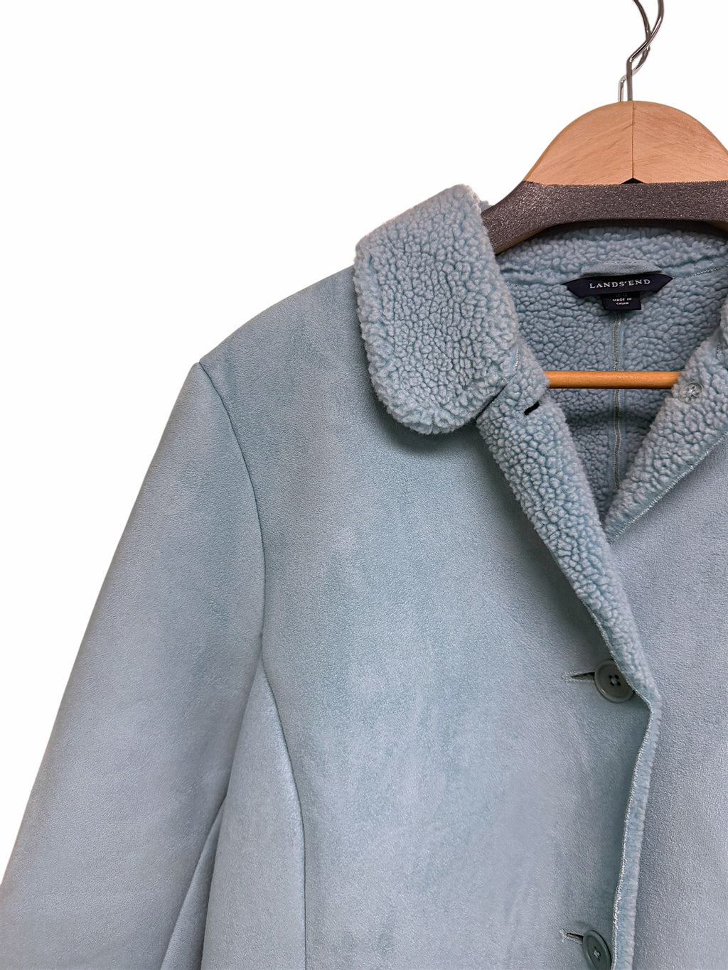 LANDS END BABY BLUE 90'S INSPIRED SHEARLING JACKET SIZE MEDIUM
