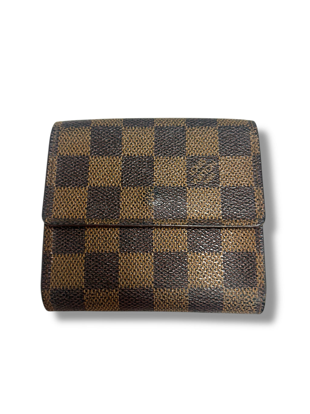 LOUIS VUITTON DAMIER LEATHER ELISE TRIFOLD WALLET BROWN CHECK