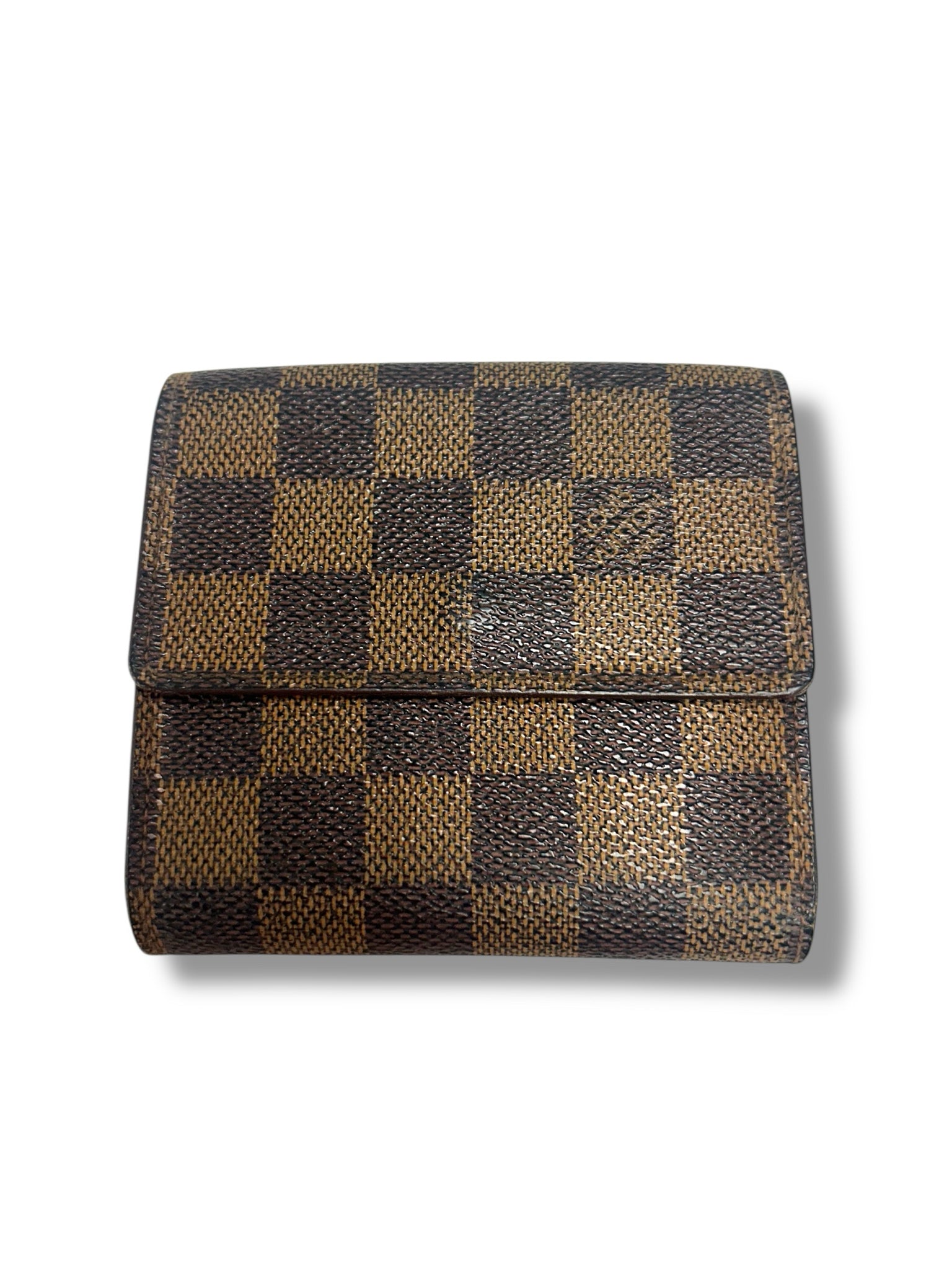 LOUIS VUITTON DAMIER LEATHER ELISE TRIFOLD WALLET BROWN CHECK