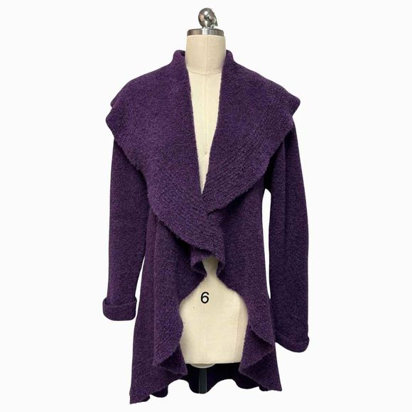 LAFAYETTE 148 BOUCLE OPEN DUSTER PURPLE JACKET SIZE M